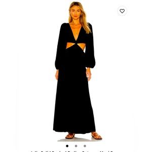 Indah black cut out midi dress with bell sleeves, size M. New